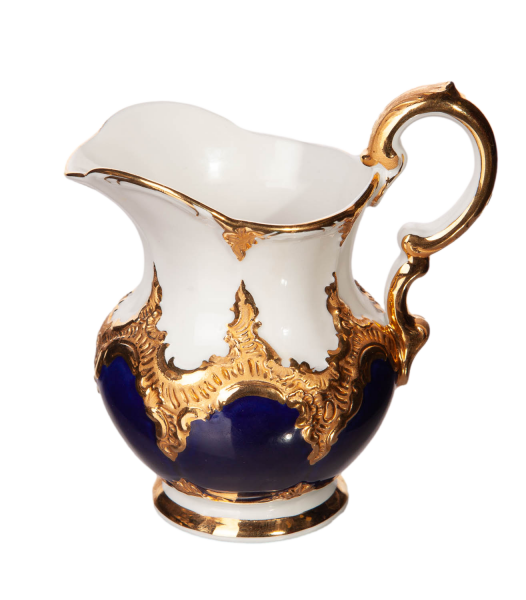 creamer splendor pattern, royl blue, gold bronce Meissen B-form 2nd Choice 1974
 (12,5cm)