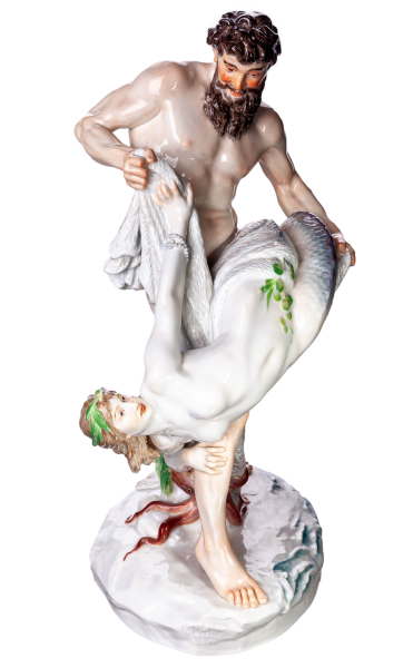 figurine The Mermaid Catch Meissen designed by Ernst Herter mythological figurines 1st Choice form Q 195 1897-1924 hight:29cm