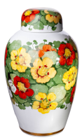 Lidded vase watercress with butterfly Nymphenburg form 4 1st Choice after 1910 (25cm)