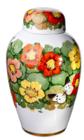 Lidded vase watercress with butterfly Nymphenburg form 4 1st Choice after 1910 (25cm)