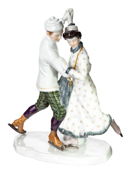 figurine Ice Skaters Meissen designed by Alfred König 1st Choice form Z195 1911-1924 hight:21cm