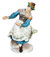 figurine Upper Bavarian Schuhplattler Meissen designed by Hugo Spieler traditional costume figurines 1st Choice form Q190U 1910 hight:16cm