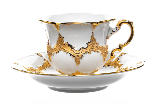 coffee cup & saucer gold bronce Meissen B-form form C1504 2nd Choice after 1970
