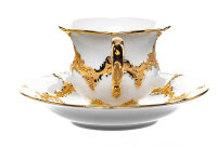 coffee cup &amp; saucer gold bronce Meissen B-form form C1504 2nd Choice after 1970