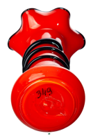 Loetz Wittwe Klosterm&uuml;hle Solifleurvase Tangoglas rot mit schwarzer Fadenauflage 1. Wahl um 1920 (0cm)