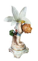 figurine cubid with Lily Meissen designed by August Ringler Cubids 1st Choice form P 120 around 1897 hight:19cm