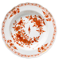 soup plate Indian painting, red, gold points Meissen New Cutout form 00489 1st Choice 1850-1924 (23,5cm)